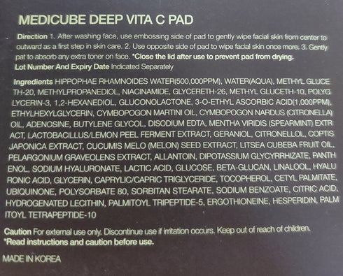 Vitamina C, acid hialuronic și niacinamidă într-o singură dischetă! Medicube Deep Vita C Pad oferă curățare, hidratare și luminozitate într-un pas simplu. wowskin.ro